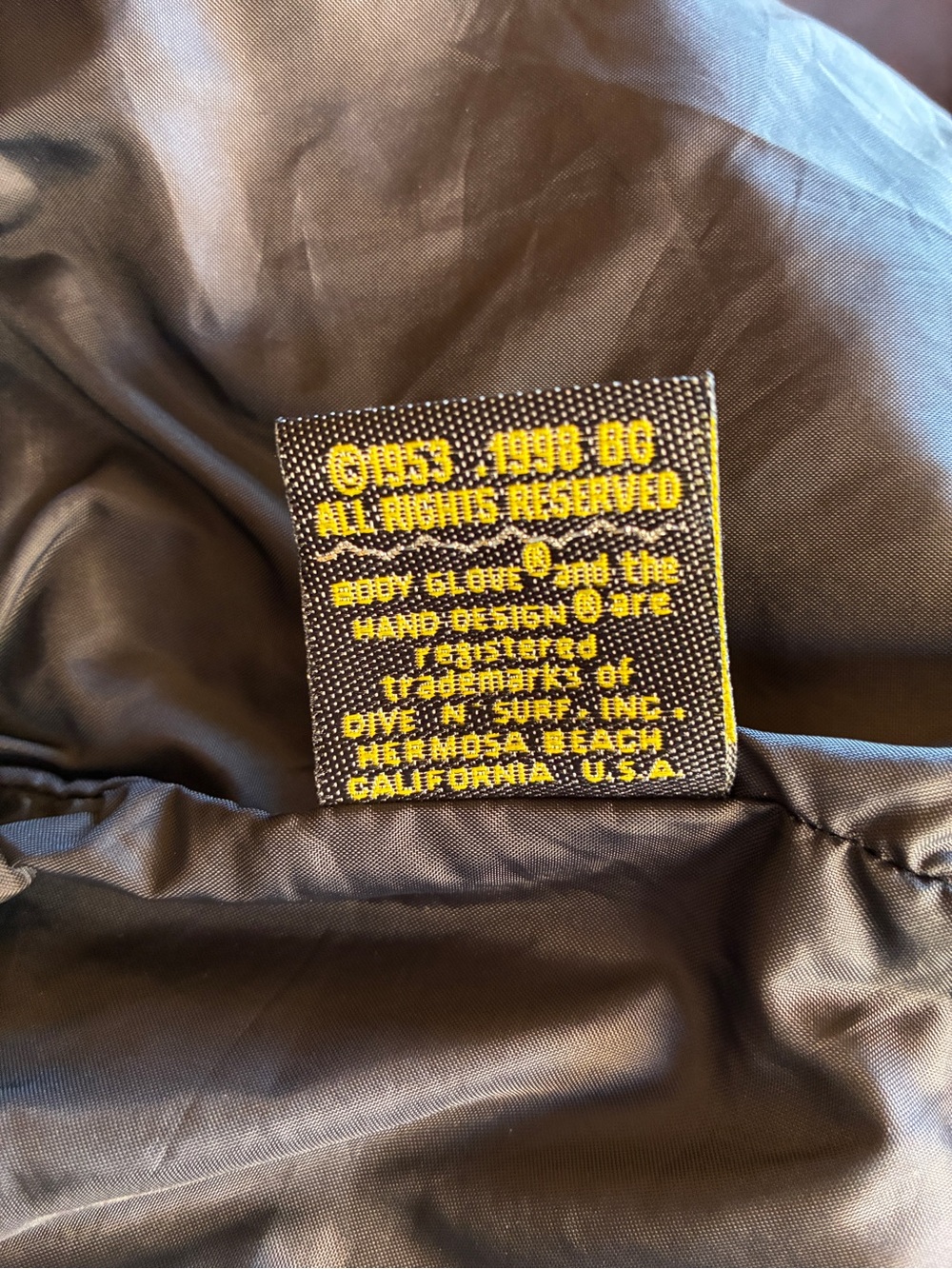 Vintage 90s Body Glove jacket Black Lined Interior with Yellow Logo Tag - Picture 4 of 10